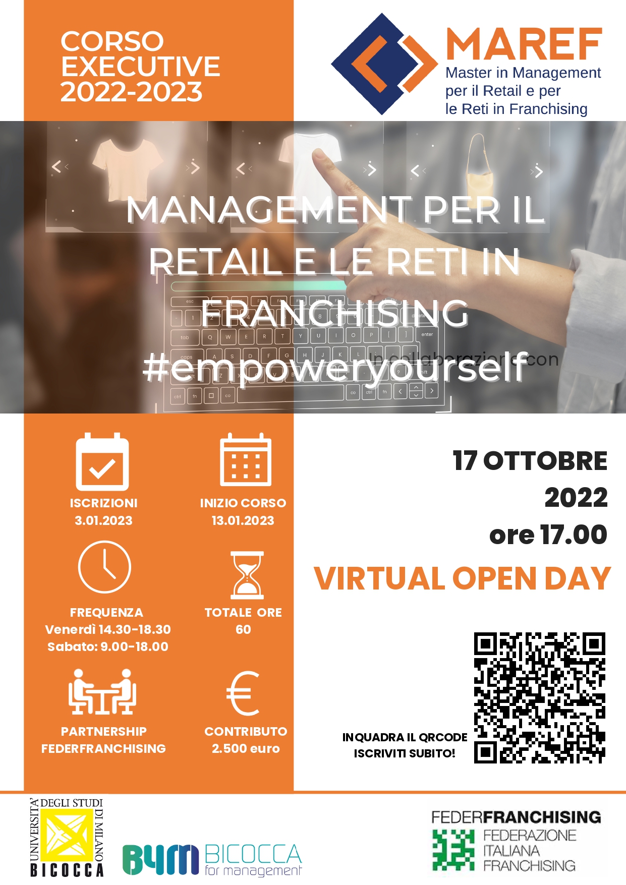 SAVE THE DATE! 17 ottobre 2022 – Virtual Open Day del Corso Executive in Management per il Retail e per le Reti in Franchising